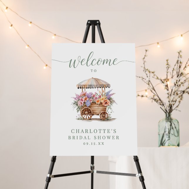 Floral Watercolor Bridal Shower Welcome Foam Board (In Situ (Stand))