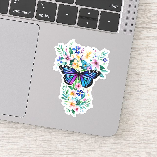 Floral Watercolor Butterfly Sticker (Detail)