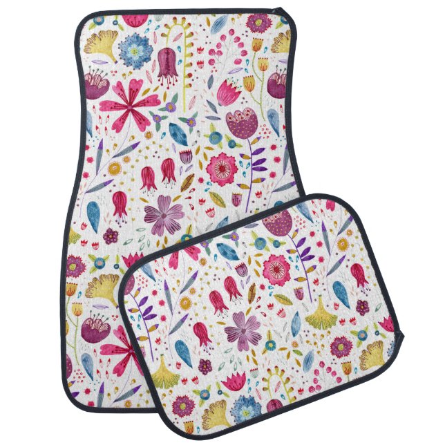 Floral Watercolor Car Floor Mat (Set)