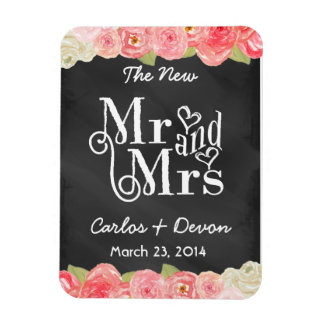 Floral Watercolor Chalkboard Wedding Magnet