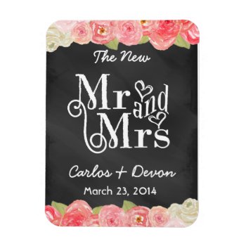 Floral Watercolor Chalkboard Wedding Magnet by PetitePaperie at Zazzle