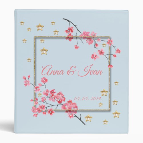 floral watercolor cherry blossom personalized 3 ring binder