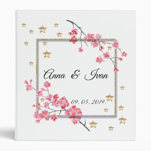 floral watercolor cherry blossom personalized 3 ring binder