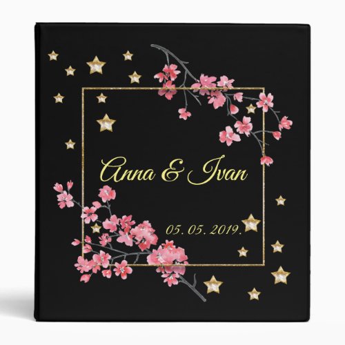 floral watercolor cherry blossom personalized 3 ring binder