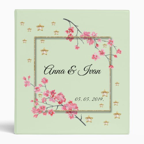 floral watercolor cherry blossom personalized S 3 Ring Binder