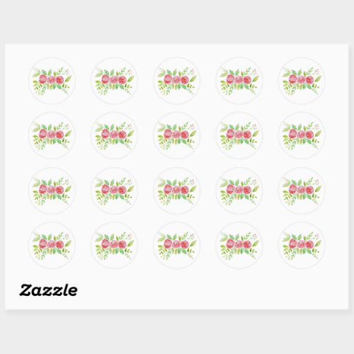 Floral Watercolor Classic Round Sticker