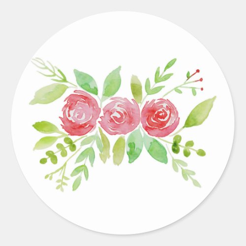 Floral Watercolor Classic Round Sticker