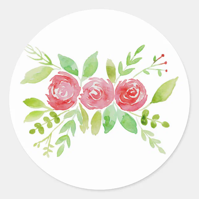 Floral Watercolor Classic Round Sticker | Zazzle