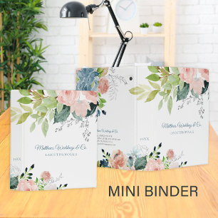 Floral watercolor classy elegant wedding planner mini binder
