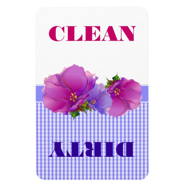 Floral Watercolor  Clean or Dirty Dishwasher  Magnet (Vertical)