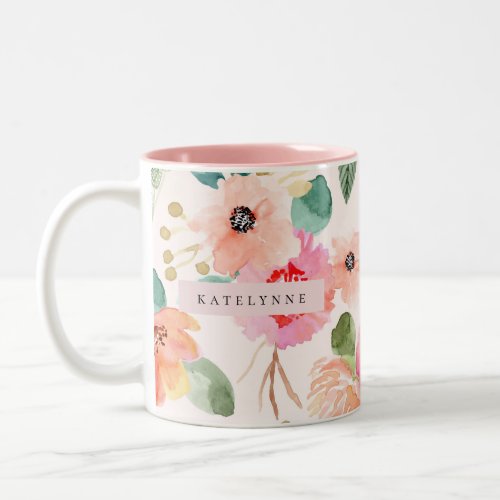 Floral Watercolor Coffee Mug Porcelain Tea Cup