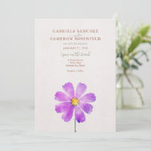 Floral Watercolor Cosmos Daisy Terracotta Wedding Invitation (Standing Front)