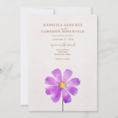 Floral Watercolor Cosmos Daisy Terracotta Wedding Invitation (Front)