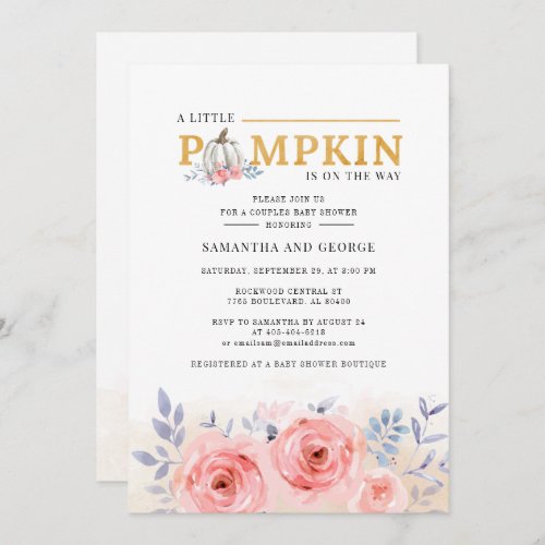 Floral Watercolor Couples Baby Shower Botanical Invitation