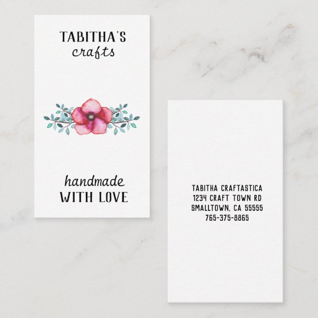 Floral Watercolor Craft Business Card (Front/Back)