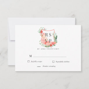 floral watercolor crest RSVP Response Card