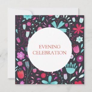 Floral Watercolor Dark Evening Wedding Invitation