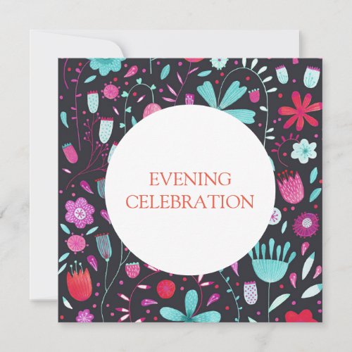 Floral Watercolor Dark Evening Wedding Invitation