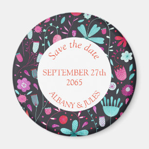 Floral Watercolor Dark Save the Date Magnet