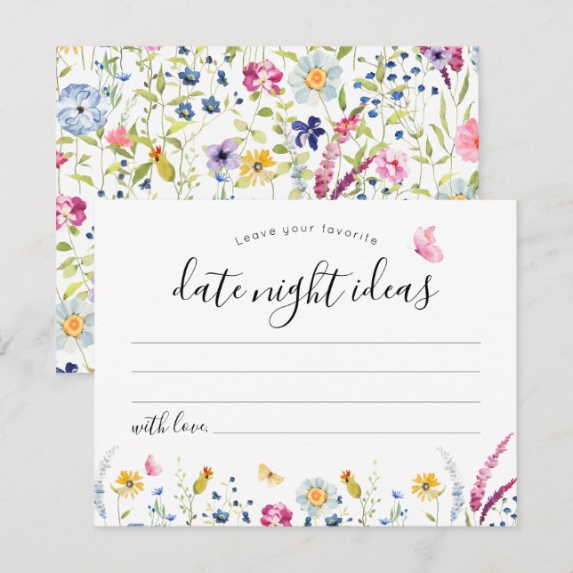 Floral  Watercolor Date Night Card (Front/Back)