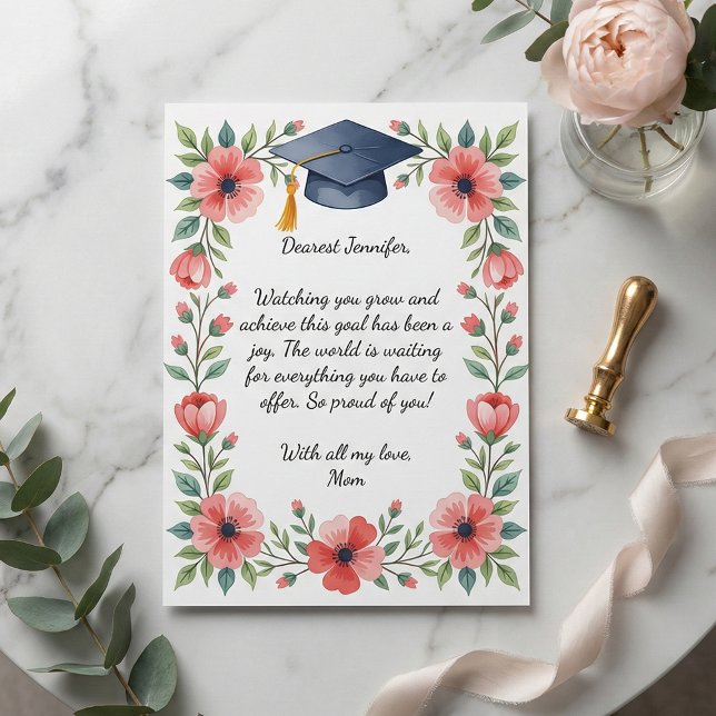 Floral Watercolor Daughter Graduation Poem Card (Creator Uploaded)