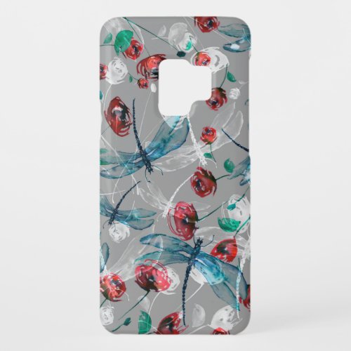 Floral Watercolor Dragonfly Poppy Vintage Case_Mate Samsung Galaxy S9 Case