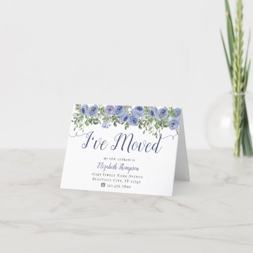 Floral Watercolor Dusty Blue Ive Moved Moving Announcement