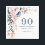 Floral Watercolor Dusty Blue Pink 90th Birthday Napkins<br><div class="desc">Floral Watercolor Dusty Blue Pink 90th Birthday Paper Napkins

Simply personalize with your party details by clicking the customize it button to further re-arrange and format the style and placement of the text.  

TIP: Add our complimentary or matching items in our collection with the same design below</div>
