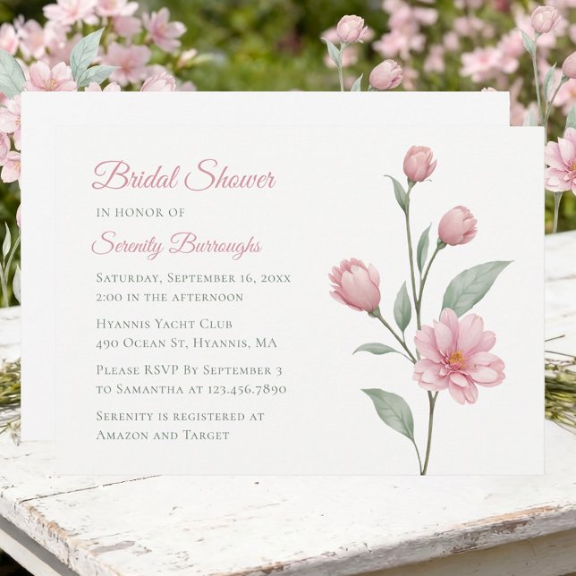 Floral Watercolor Dusty Rose Sage Bridal Showers Invitation (Creator Uploaded)