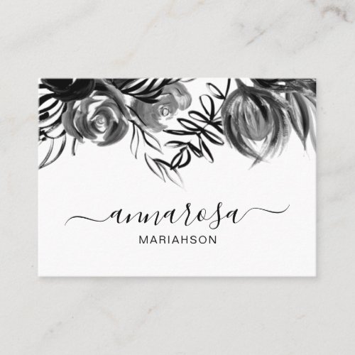  Floral Watercolor Elegant Black Flowers Simple Business Card