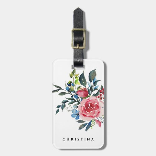 Floral Watercolor Elegant Personalized Luggage Tag