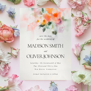 Floral Watercolor Elegant Romantic Botanical Save The Date