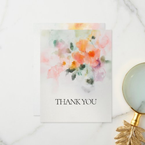 Floral Watercolor Elegant Romantic Custom Wedding Thank You Card