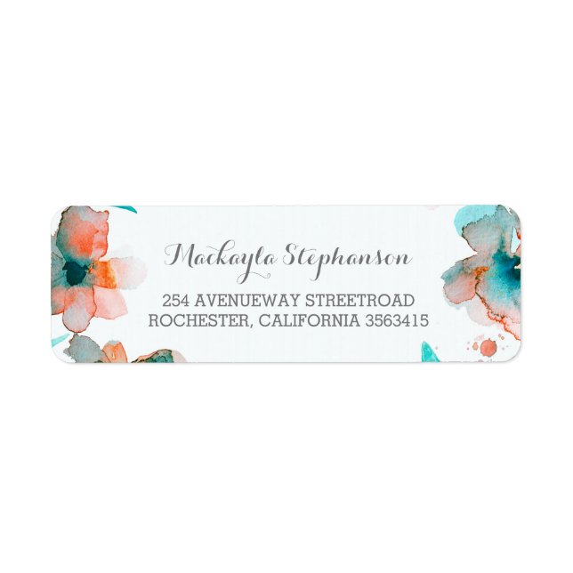 Floral Watercolor Elegant Wedding Label (Front)