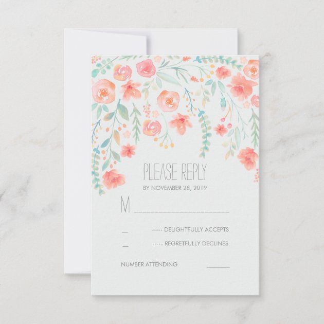 Floral Watercolor Elegant Wedding RSVP Cards