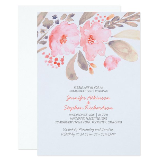 Floral Watercolor Engagement Party Invitations