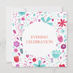 Floral Watercolor Evening Wedding Invitation