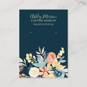 Floral watercolor fall jewelry earring display business card