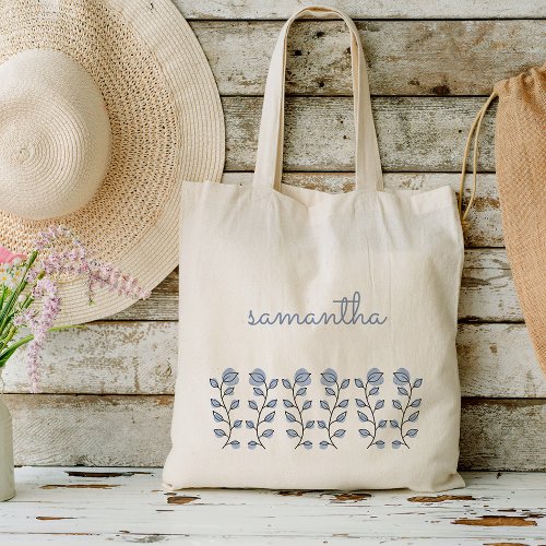 Floral Watercolor Favor Gifts Blue Tote Bag