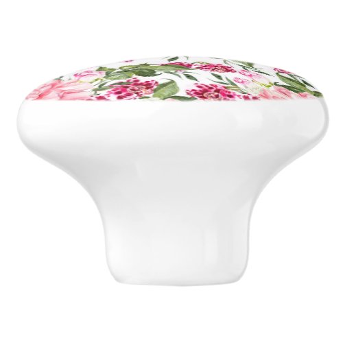 Floral Watercolor Flowers Roses Peony Orchids  Ceramic Knob