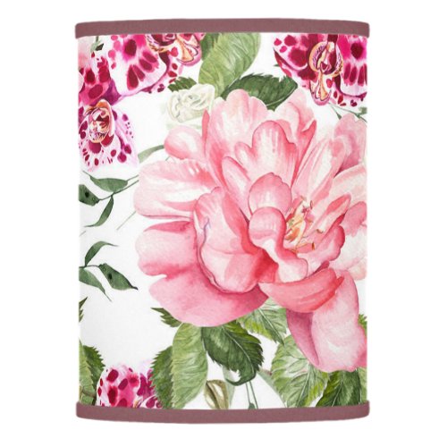 Floral Watercolor Flowers Roses Peony Orchids  Lamp Shade