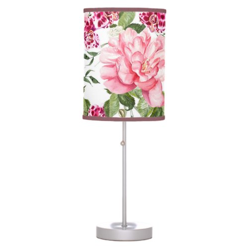 Floral Watercolor Flowers Roses Peony Orchids  Table Lamp