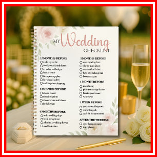 Floral Watercolor Flowers Wedding Checklist  Planner