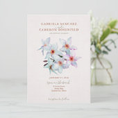 Floral Watercolor Frangipani Terracotta Wedding Invitation (Standing Front)