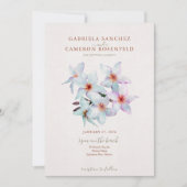 Floral Watercolor Frangipani Terracotta Wedding Invitation (Front)