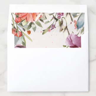 Floral Watercolor Garland Cream Envelope Liner