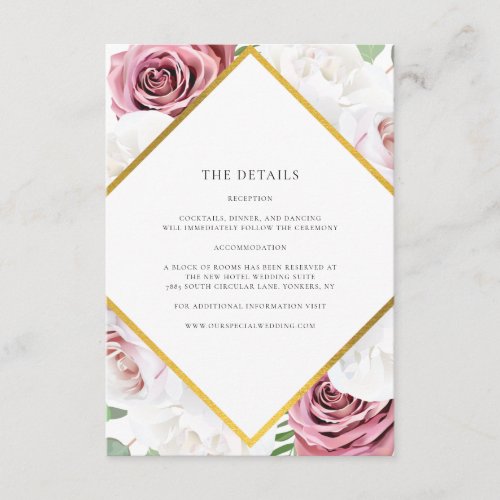 Floral Watercolor Geometric Wedding Details Enclosure Card