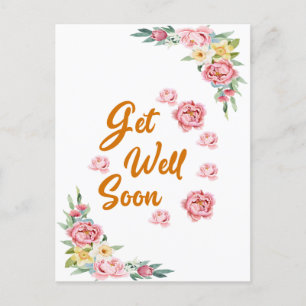 Floral Watercolor Get Well Soon Postcard