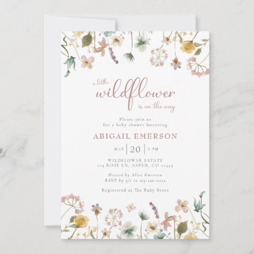 Floral Watercolor Girl Baby Shower Invitation