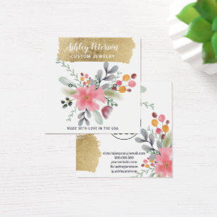 Floral watercolor gold foil stud earring display